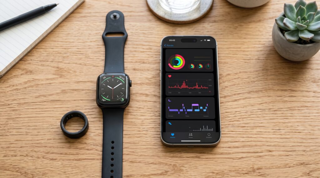 AI health ring and smartwatch compared side by side